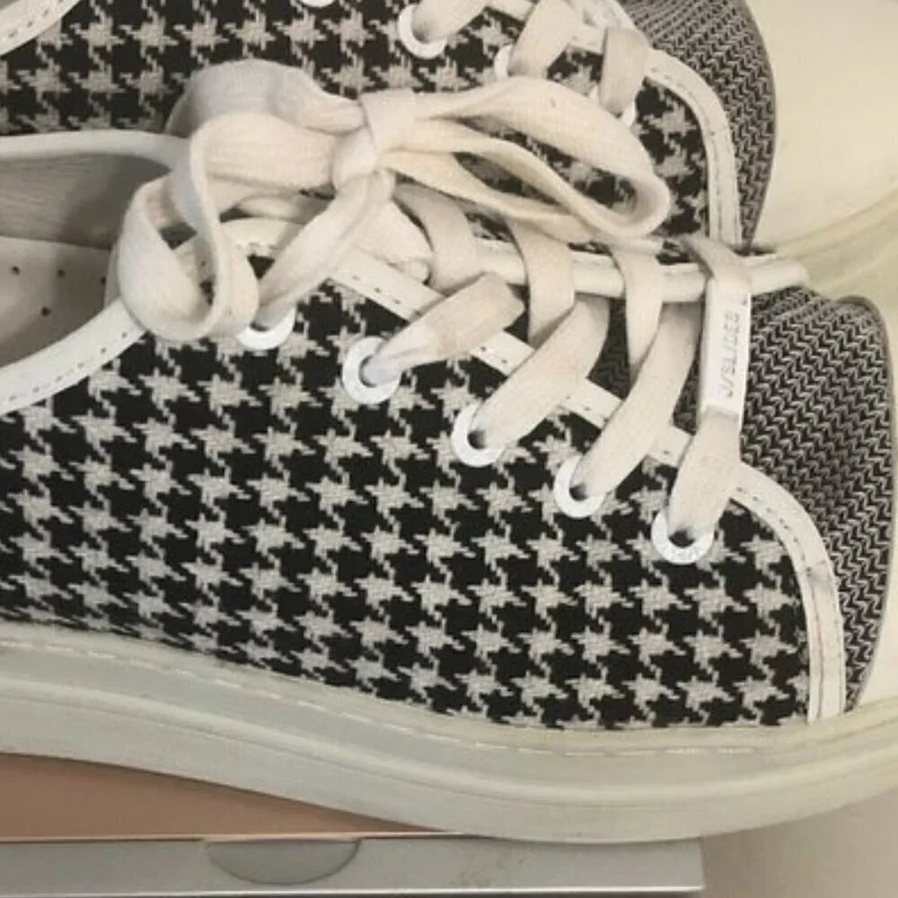 J/SLIDES NYC Nate Sneakers Women's Size 8.5 Black Houndstooth Platform Shoes
